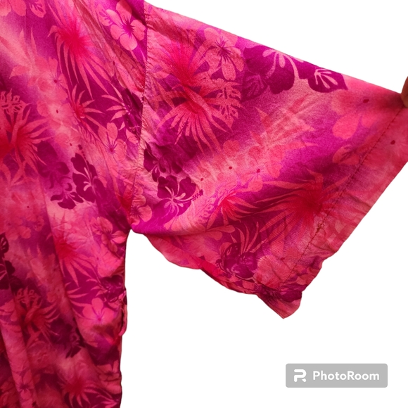 Hibiscus Collection Hawaii 100% Rayon Beach cover / Kimono style robe Pinks - Picture 4 of 7